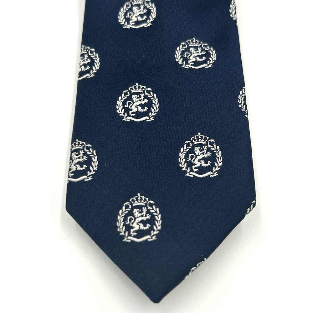 Zara Man 100% Silk Skinny Men's Neck Tie Navy Crested 2 Width x 60 Length